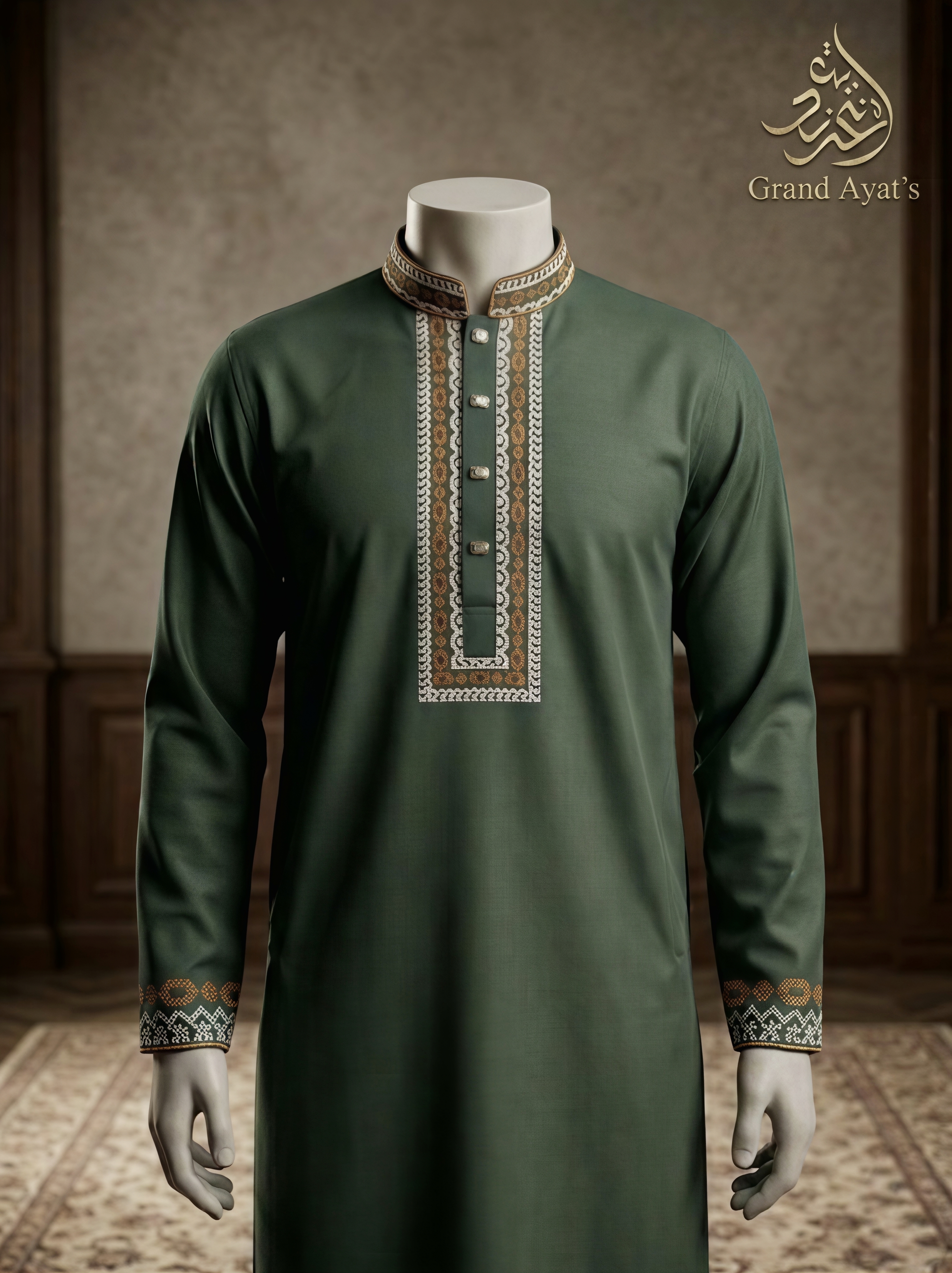 Peshawari Embroidery Panjabi Sea-Green Code:-P0297